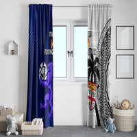 Fiji And Scotland Rugby Window Curtain Fijian Tapa Pattern With Thistle - Wonder Print Shop