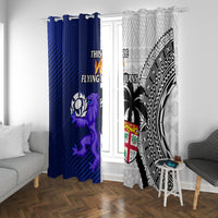 Fiji And Scotland Rugby Window Curtain Fijian Tapa Pattern With Thistle - Wonder Print Shop