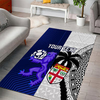 Custom Fiji And Scotland Rugby Area Rug Fijian Tapa Pattern With Thistle - Wonder Print Shop