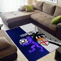 Custom Fiji And Scotland Rugby Area Rug Fijian Tapa Pattern With Thistle - Wonder Print Shop