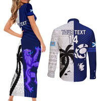 Custom Fiji And Scotland Rugby Couples Matching Short Sleeve Bodycon Dress and Long Sleeve Button Shirts Fijian Tapa Pattern With Thistle - Wonder Print Shop