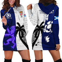 Custom Fiji And Scotland Rugby Hoodie Dress Fijian Tapa Pattern With Thistle - Wonder Print Shop
