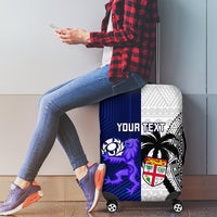 Custom Fiji And Scotland Rugby Luggage Cover Fijian Tapa Pattern With Thistle - Wonder Print Shop