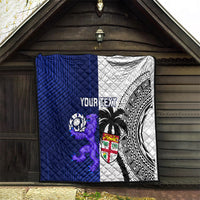 Custom Fiji And Scotland Rugby Quilt Fijian Tapa Pattern With Thistle - Wonder Print Shop