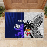 Custom Fiji And Scotland Rugby Rubber Doormat Fijian Tapa Pattern With Thistle - Wonder Print Shop