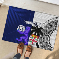 Custom Fiji And Scotland Rugby Rubber Doormat Fijian Tapa Pattern With Thistle - Wonder Print Shop