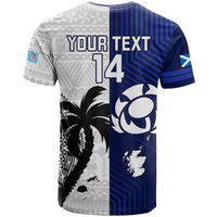 Custom Fiji And Scotland Rugby T Shirt Fijian Tapa Pattern With Thistle - Wonder Print Shop