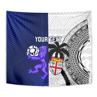 Custom Fiji And Scotland Rugby Tapestry Fijian Tapa Pattern With Thistle - Wonder Print Shop