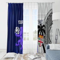 Custom Fiji And Scotland Rugby Window Curtain Fijian Tapa Pattern With Thistle - Wonder Print Shop