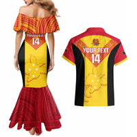 Custom Papua New Guinea Rubgby Couples Matching Mermaid Dress and Hawaiian Shirt Pacific 2023 Go PNG Kumuls - Wonder Print Shop
