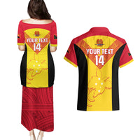 Custom Papua New Guinea Rubgby Couples Matching Puletasi Dress and Hawaiian Shirt Pacific 2023 Go PNG Kumuls - Wonder Print Shop