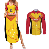 Custom Papua New Guinea Rubgby Couples Matching Summer Maxi Dress and Long Sleeve Button Shirts Pacific 2023 Go PNG Kumuls - Wonder Print Shop