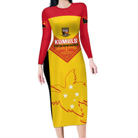 Custom Papua New Guinea Rubgby Family Matching Long Sleeve Bodycon Dress and Hawaiian Shirt Pacific 2023 Go PNG Kumuls - Wonder Print Shop