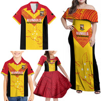 Custom Papua New Guinea Rubgby Family Matching Off Shoulder Maxi Dress and Hawaiian Shirt Pacific 2023 Go PNG Kumuls - Wonder Print Shop
