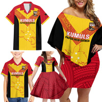 Custom Papua New Guinea Rubgby Family Matching Off Shoulder Short Dress and Hawaiian Shirt Pacific 2023 Go PNG Kumuls - Wonder Print Shop
