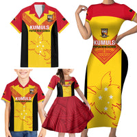 Custom Papua New Guinea Rubgby Family Matching Short Sleeve Bodycon Dress and Hawaiian Shirt Pacific 2023 Go PNG Kumuls - Wonder Print Shop