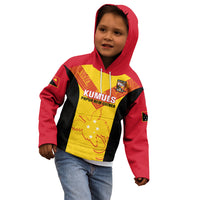 Custom Papua New Guinea Rubgby Kid Hoodie Pacific 2023 Go PNG Kumuls - Wonder Print Shop