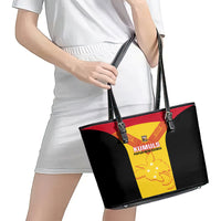 Papua New Guinea Rubgby Leather Tote Bag Pacific 2023 Go PNG Kumuls - Wonder Print Shop