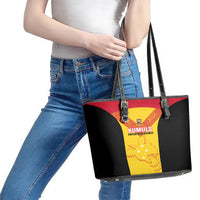 Papua New Guinea Rubgby Leather Tote Bag Pacific 2023 Go PNG Kumuls - Wonder Print Shop