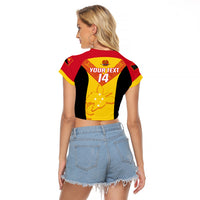 Custom Papua New Guinea Rubgby Raglan Cropped T Shirt Pacific 2023 Go PNG Kumuls - Wonder Print Shop