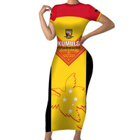 Custom Papua New Guinea Rubgby Short Sleeve Bodycon Dress Pacific 2023 Go PNG Kumuls - Wonder Print Shop