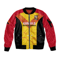 Custom Papua New Guinea Rubgby Sleeve Zip Bomber Jacket Pacific 2023 Go PNG Kumuls - Wonder Print Shop