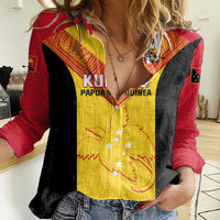 Custom Papua New Guinea Rubgby Women Casual Shirt Pacific 2023 Go PNG Kumuls - Wonder Print Shop