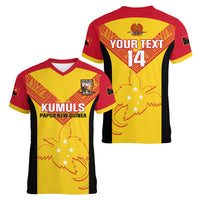 Custom Papua New Guinea Rubgby Women V Neck T Shirt Pacific 2023 Go PNG Kumuls - Wonder Print Shop