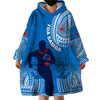 Custom Samoa Rugby Wearable Blanket Hoodie Pacific 2023 Go Toa Samoa - Wonder Print Shop