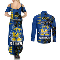 Hawaii Kaiser High School Couples Matching Summer Maxi Dress and Long Sleeve Button Shirts Kakau Mix Hibiscus Happy 52nd Anniversary - Wonder Print Shop