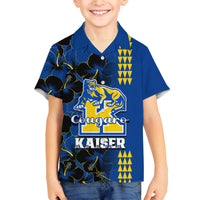 Hawaii Kaiser High School Family Matching Off Shoulder Long Sleeve Dress and Hawaiian Shirt Kakau Mix Hibiscus Happy 52nd Anniversary - Wonder Print Shop