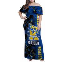 Hawaii Kaiser High School Family Matching Off Shoulder Maxi Dress and Hawaiian Shirt Kakau Mix Hibiscus Happy 52nd Anniversary - Wonder Print Shop