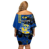 Hawaii Kaiser High School Family Matching Off Shoulder Short Dress and Hawaiian Shirt Kakau Mix Hibiscus Happy 52nd Anniversary - Wonder Print Shop