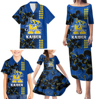 Hawaii Kaiser High School Family Matching Puletasi Dress and Hawaiian Shirt Kakau Mix Hibiscus Happy 52nd Anniversary - Wonder Print Shop