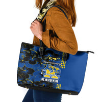 Hawaii Kaiser High School Leather Tote Bag Kakau Mix Hibiscus Happy 52nd Anniversary - Wonder Print Shop