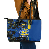 Hawaii Kaiser High School Leather Tote Bag Kakau Mix Hibiscus Happy 52nd Anniversary - Wonder Print Shop