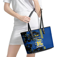 Hawaii Kaiser High School Leather Tote Bag Kakau Mix Hibiscus Happy 52nd Anniversary - Wonder Print Shop