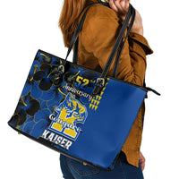 Hawaii Kaiser High School Leather Tote Bag Kakau Mix Hibiscus Happy 52nd Anniversary - Wonder Print Shop