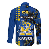 Hawaii Kaiser High School Long Sleeve Button Shirt Kakau Mix Hibiscus Happy 52nd Anniversary - Wonder Print Shop