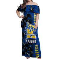 Hawaii Kaiser High School Off Shoulder Maxi Dress Kakau Mix Hibiscus Happy 52nd Anniversary - Wonder Print Shop