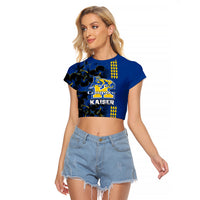 Hawaii Kaiser High School Raglan Cropped T Shirt Kakau Mix Hibiscus Happy 52nd Anniversary - Wonder Print Shop