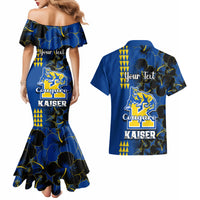 Personalised Hawaii Kaiser High School Couples Matching Mermaid Dress and Hawaiian Shirt Kakau Mix Hibiscus Happy 52nd Anniversary - Wonder Print Shop