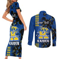 Personalised Hawaii Kaiser High School Couples Matching Short Sleeve Bodycon Dress and Long Sleeve Button Shirts Kakau Mix Hibiscus Happy 52nd Anniversary - Wonder Print Shop