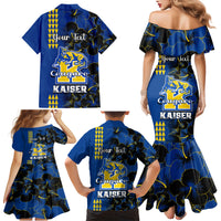 Personalised Hawaii Kaiser High School Family Matching Mermaid Dress and Hawaiian Shirt Kakau Mix Hibiscus Happy 52nd Anniversary - Wonder Print Shop