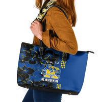 Personalised Hawaii Kaiser High School Leather Tote Bag Kakau Mix Hibiscus Happy 52nd Anniversary - Wonder Print Shop