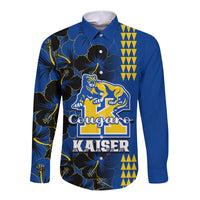 Personalised Hawaii Kaiser High School Long Sleeve Button Shirt Kakau Mix Hibiscus Happy 52nd Anniversary - Wonder Print Shop
