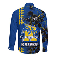Personalised Hawaii Kaiser High School Long Sleeve Button Shirt Kakau Mix Hibiscus Happy 52nd Anniversary - Wonder Print Shop