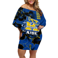 Personalised Hawaii Kaiser High School Off Shoulder Short Dress Kakau Mix Hibiscus Happy 52nd Anniversary - Wonder Print Shop