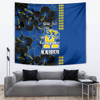 Personalised Hawaii Kaiser High School Tapestry Kakau Mix Hibiscus Happy 52nd Anniversary - Wonder Print Shop