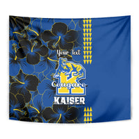 Personalised Hawaii Kaiser High School Tapestry Kakau Mix Hibiscus Happy 52nd Anniversary - Wonder Print Shop